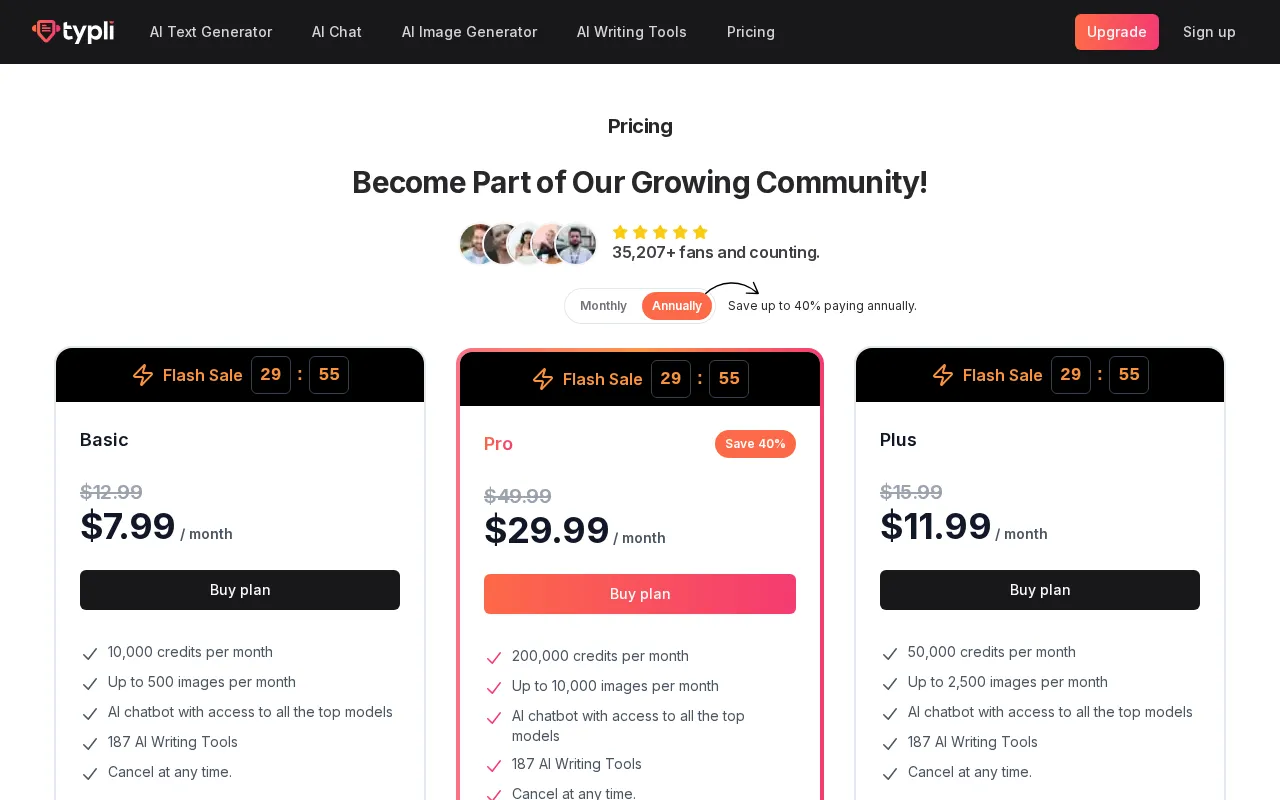 Typli.ai — pricing page