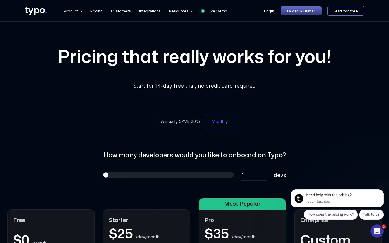 Typo — pricing page