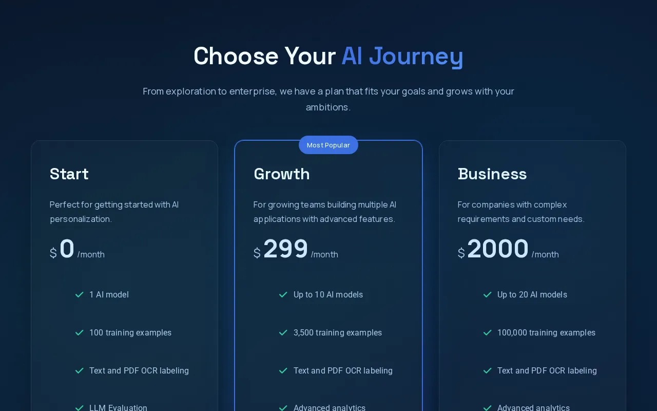 UBIAI — pricing page