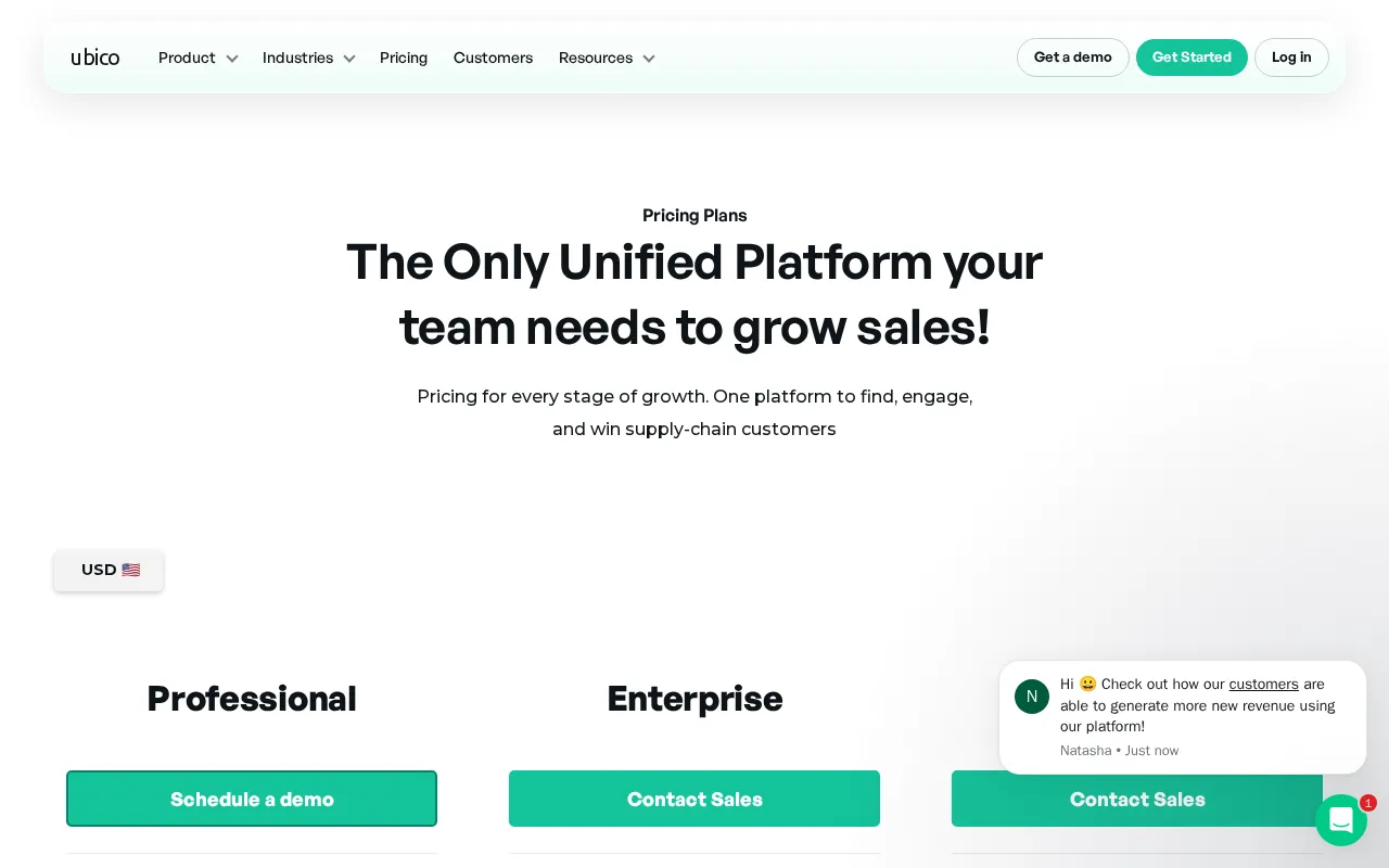 Ubico — pricing page