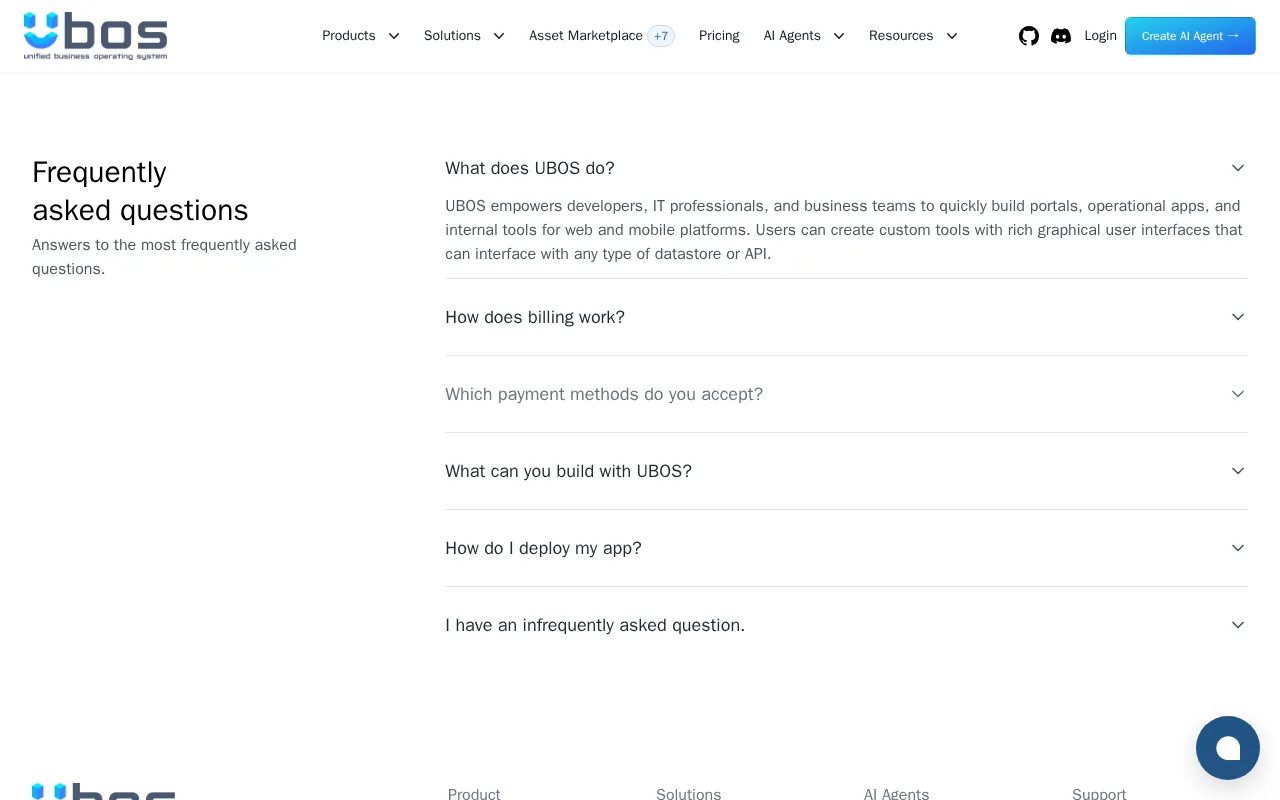 UBOS — pricing page