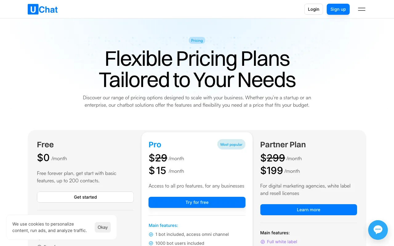 UChat — pricing page