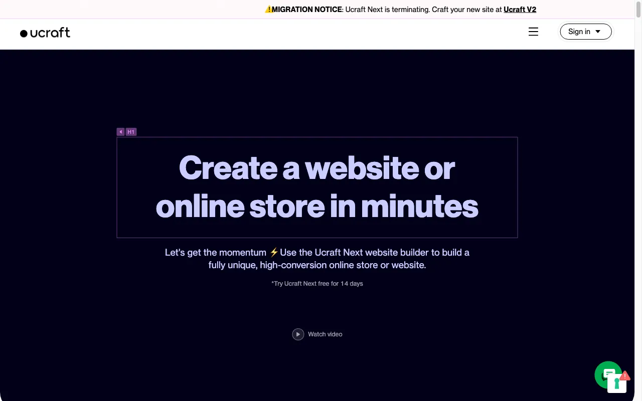 Ucraft Next — preview screenshot