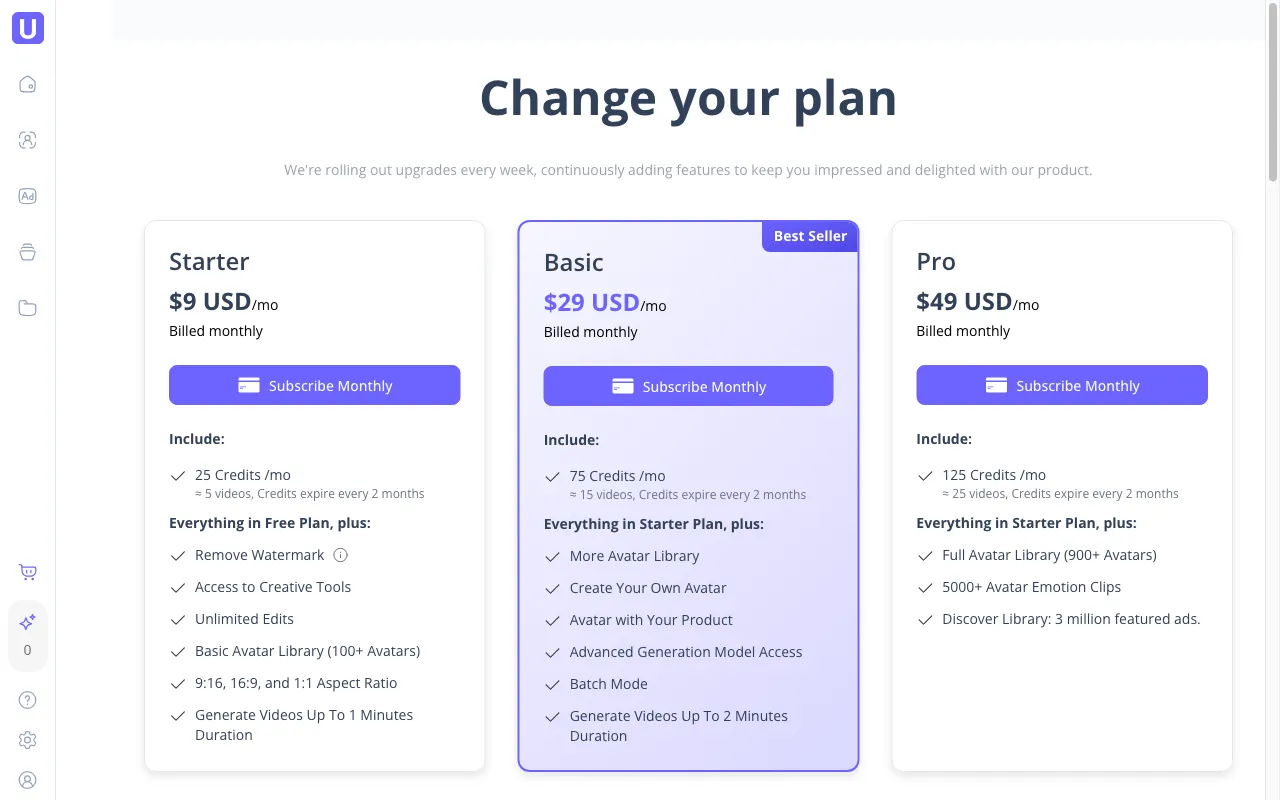 UGC Maker — pricing page
