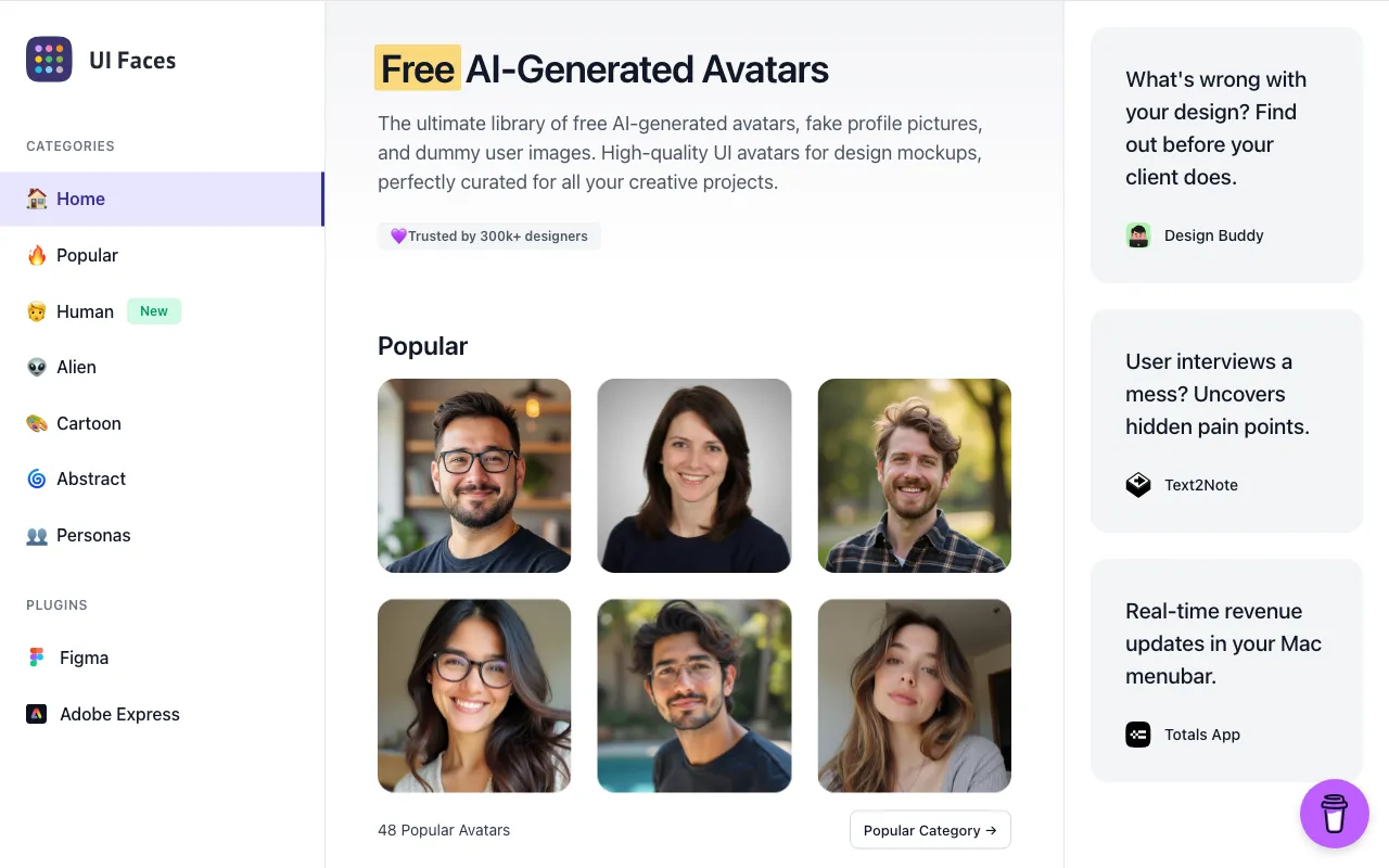 UI Faces with AI — preview screenshot