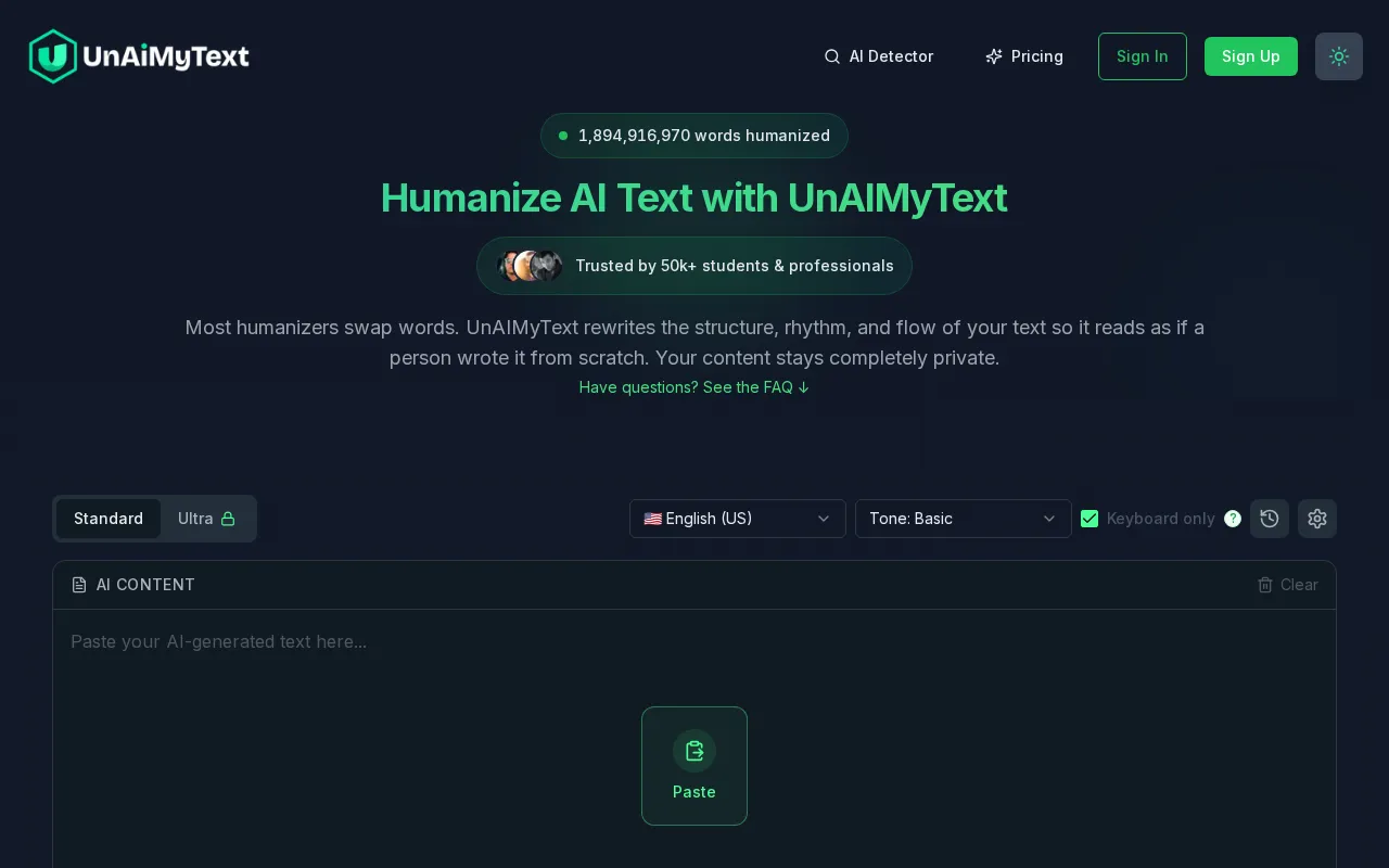 UnAIMyText — preview screenshot