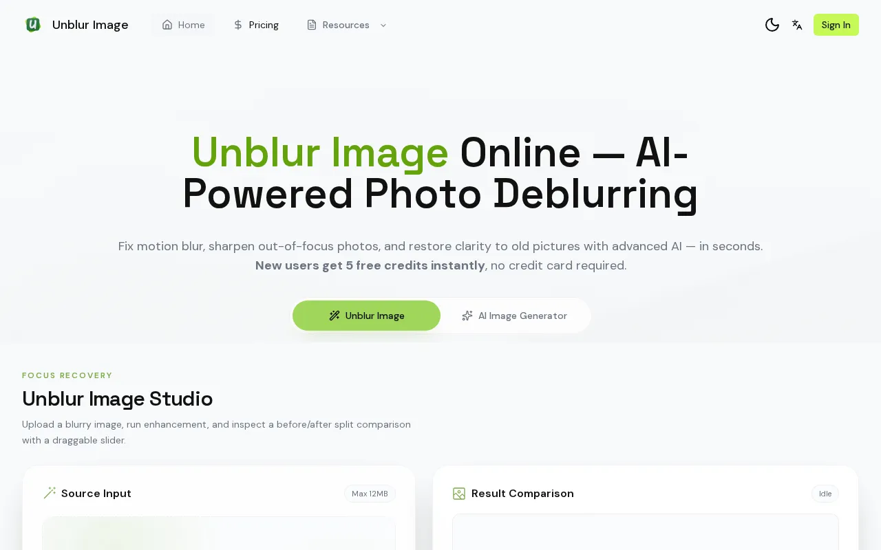 Unblur Image — preview screenshot