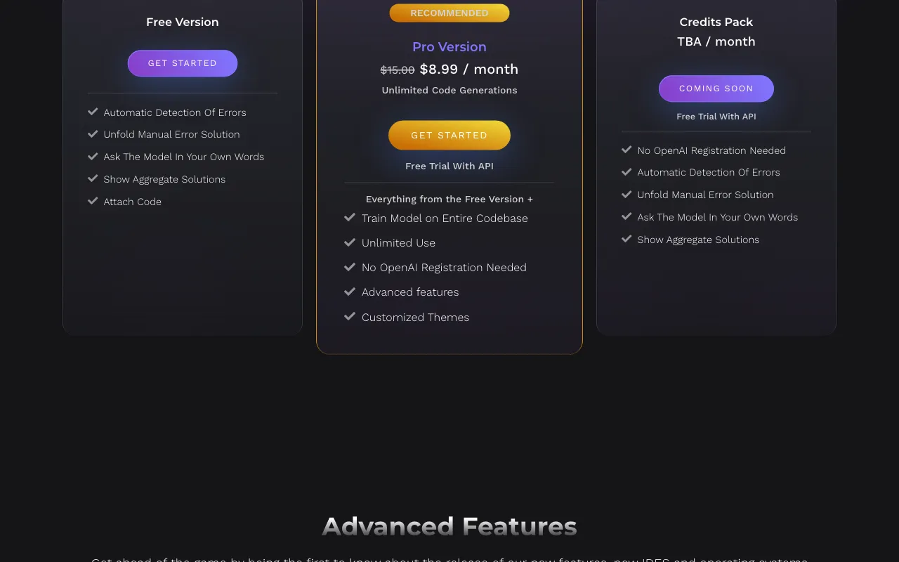 Unfold AI — pricing page