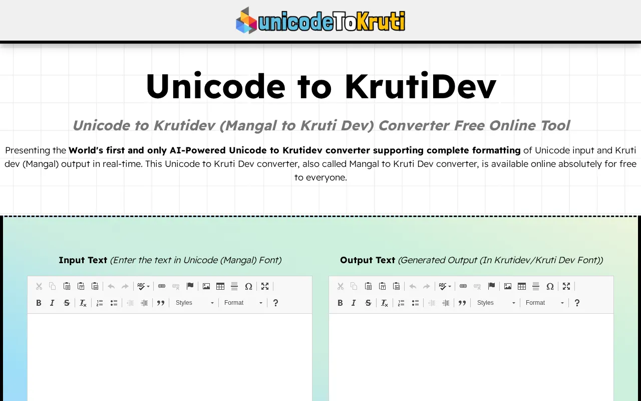 unicodetokruti.com — preview screenshot
