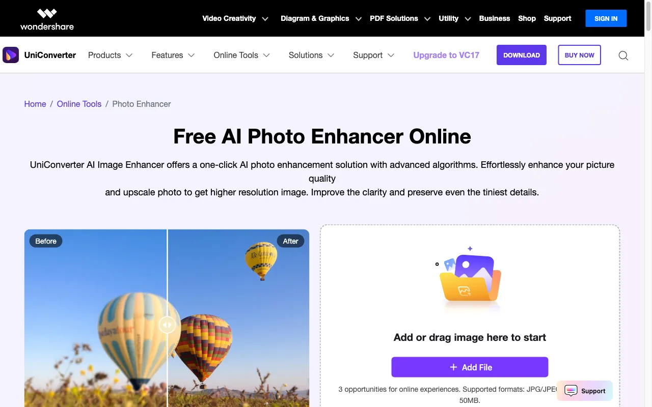 UniConverter AI Image Enhancer — preview screenshot