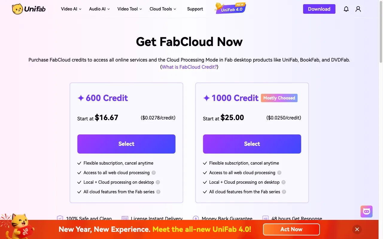 UniFab Video Enhancer — pricing page