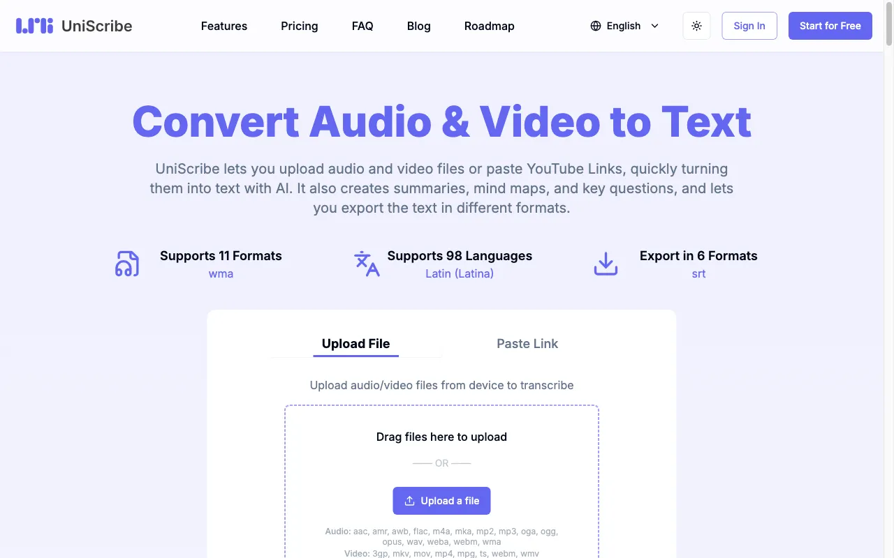 UniScribe — preview screenshot