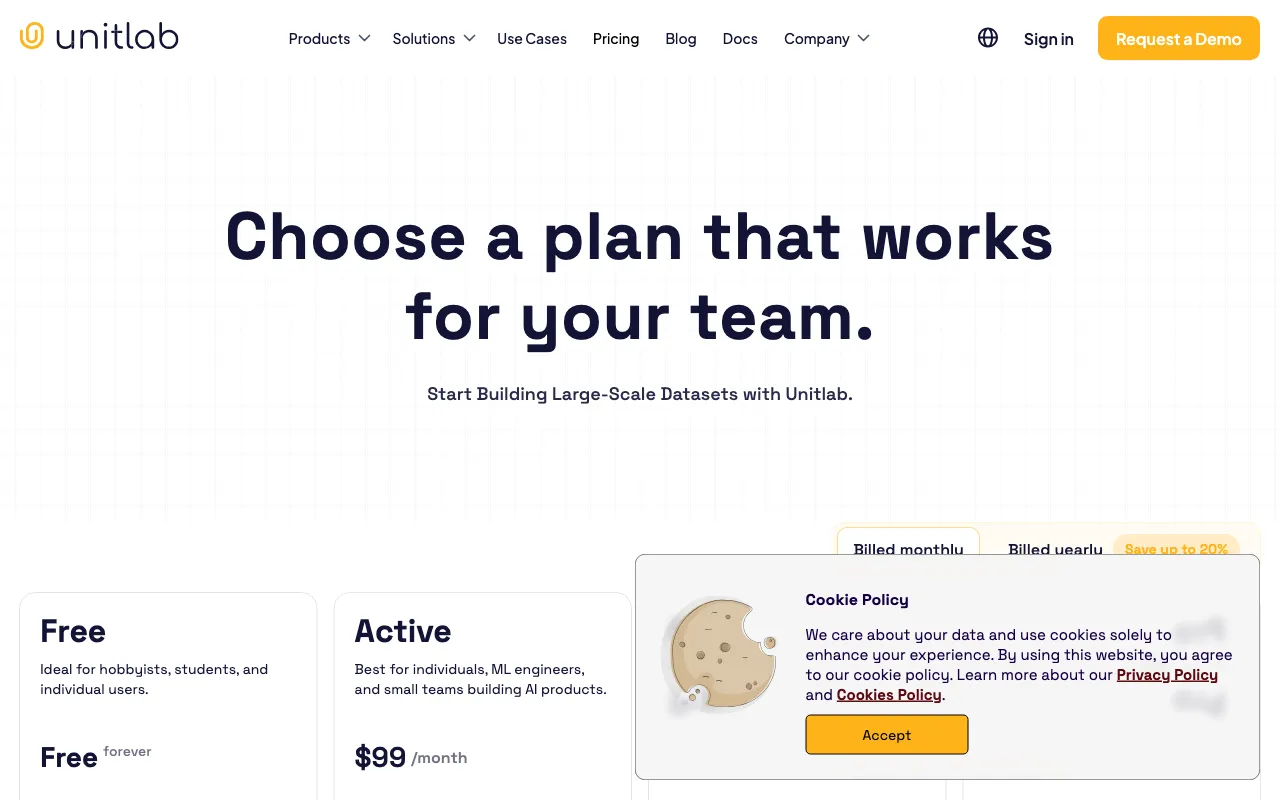 Unitlab AI — pricing page