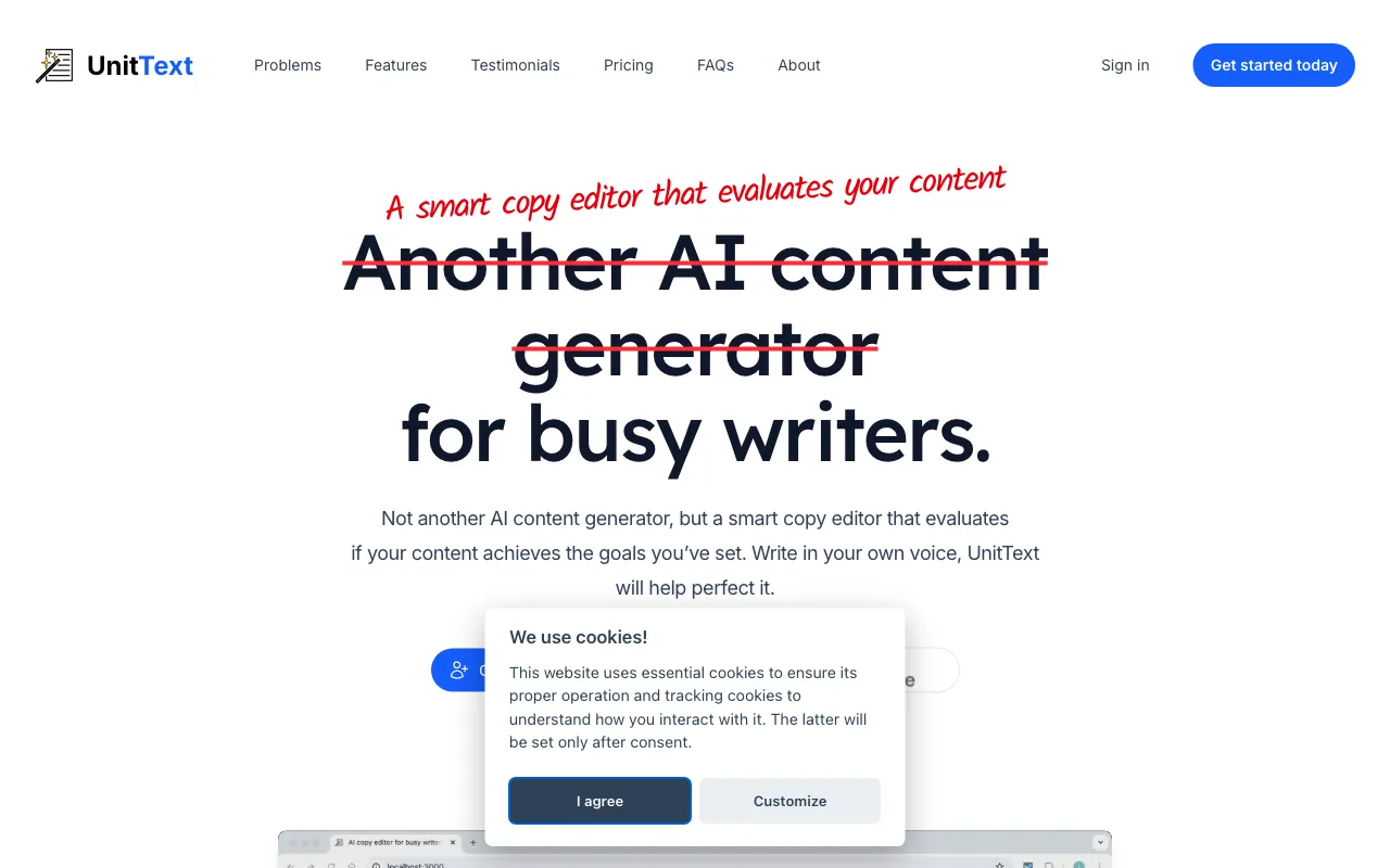 UnitText — pricing page