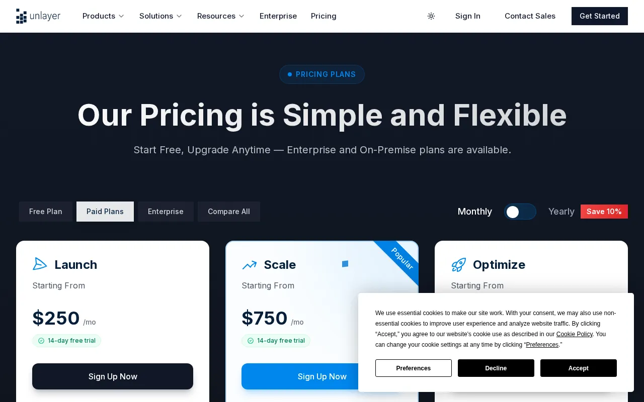 Unlayer — pricing page