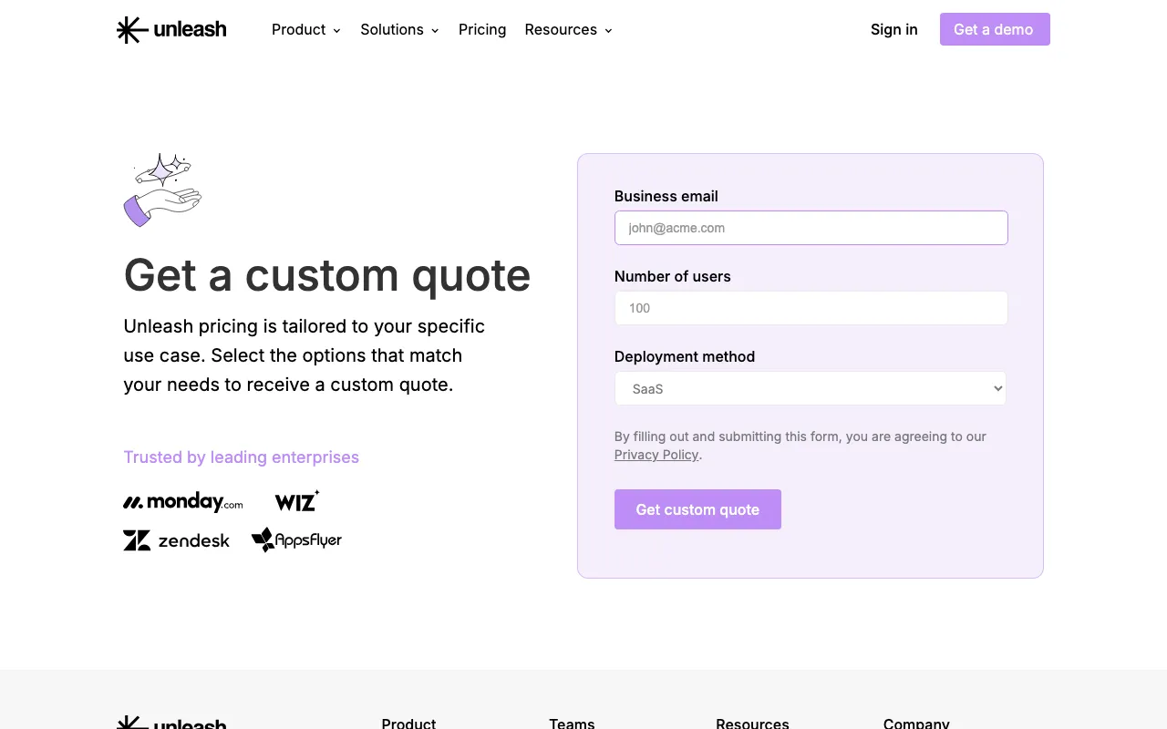 Unleash — pricing page