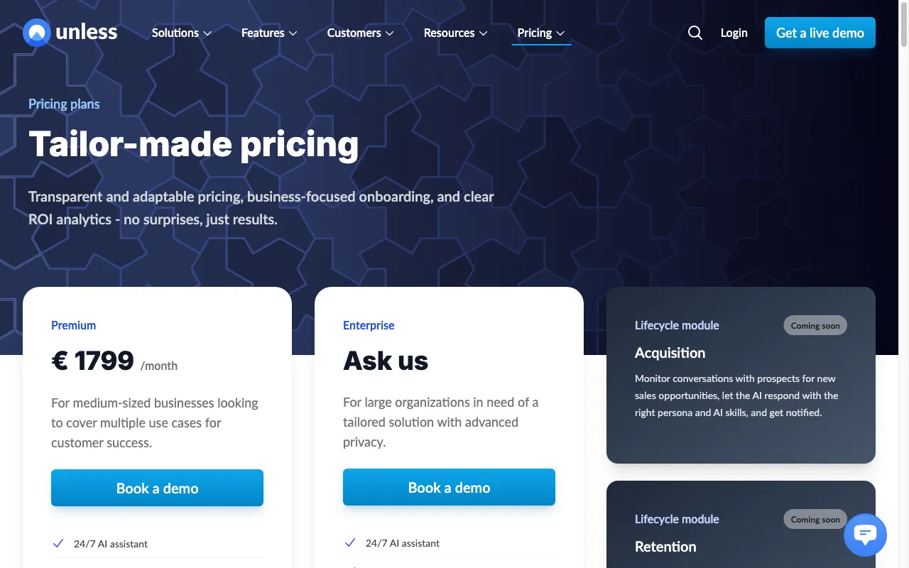 unless.com — pricing page