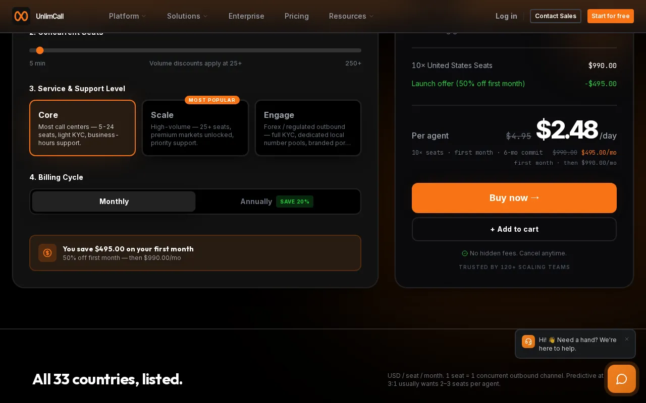 UnlimCall — pricing page