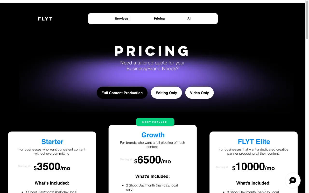 Flytstudios — pricing page