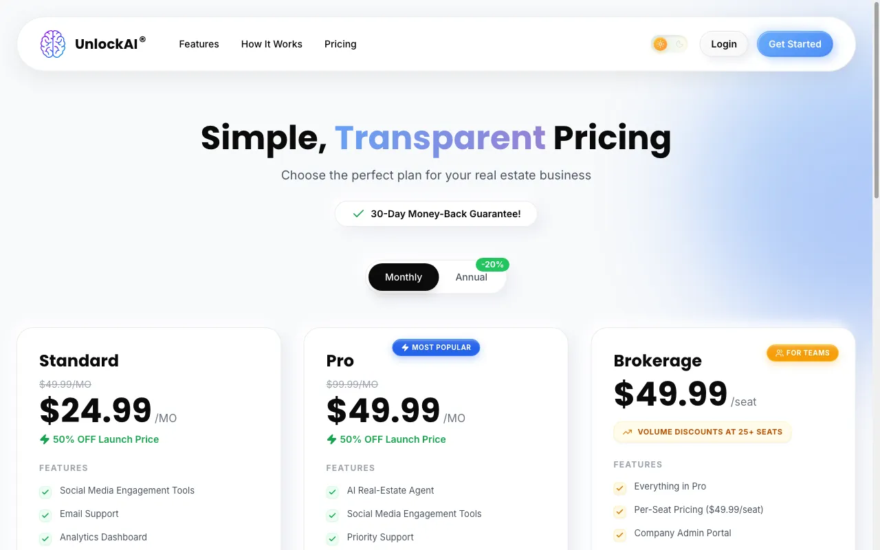 UnlockAI — pricing page