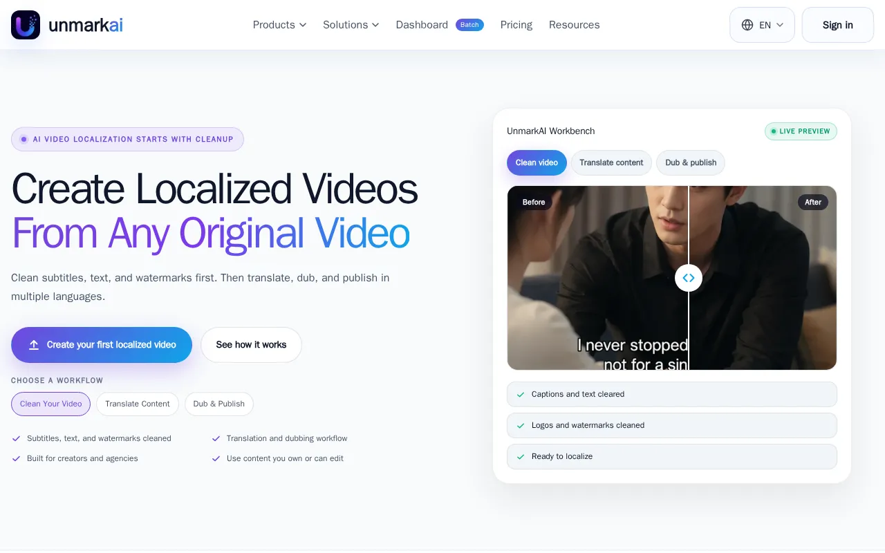UnMarkAI — preview screenshot