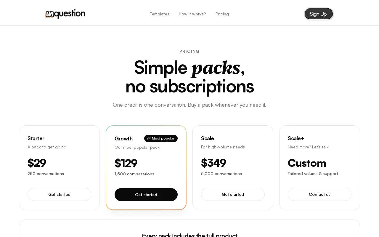 unquestion — pricing page