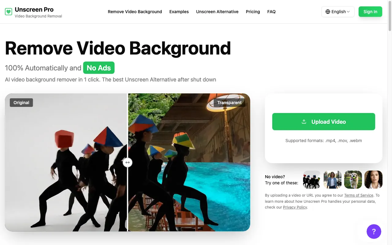 Unscreen — preview screenshot