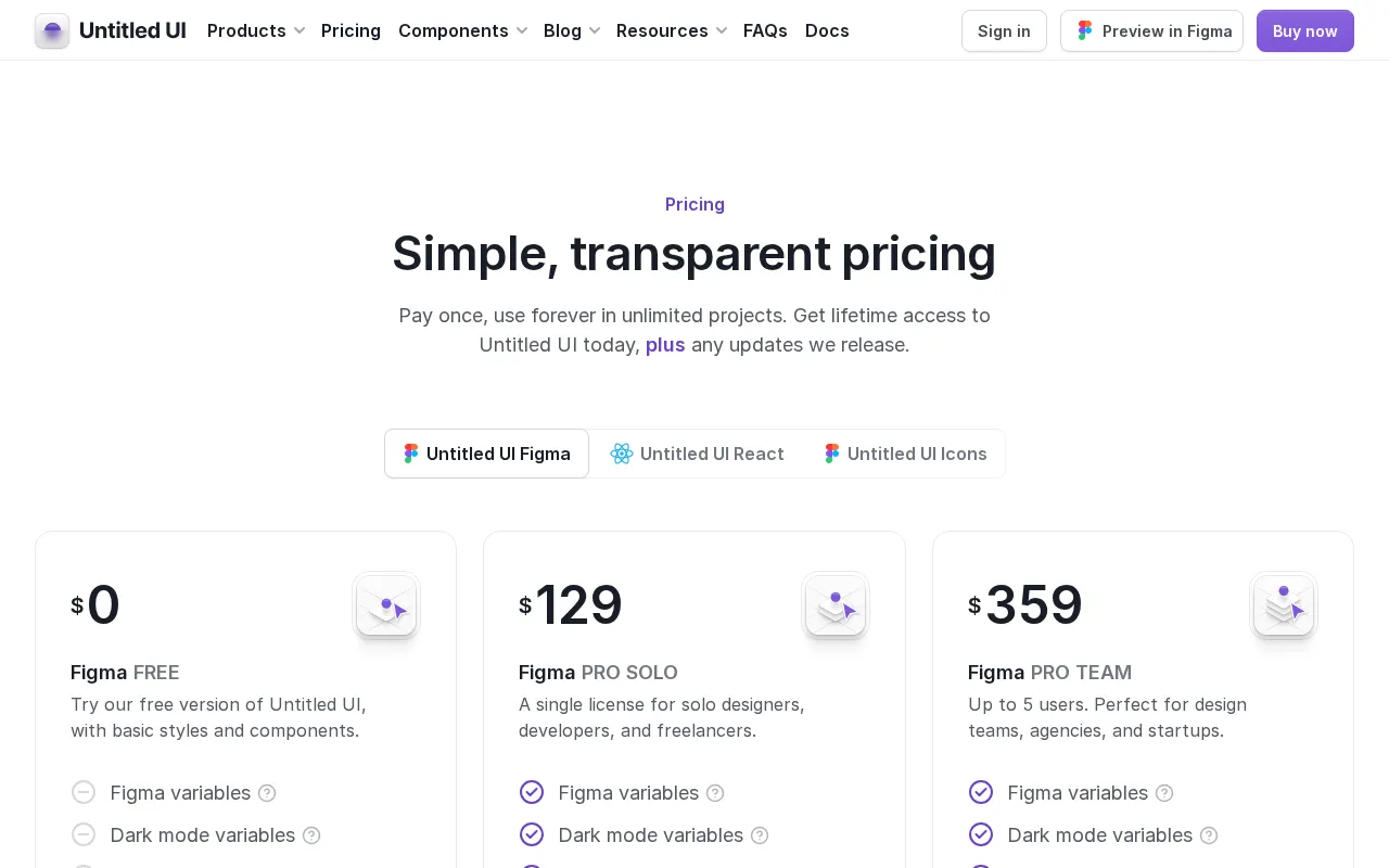 Untitled UI — pricing page