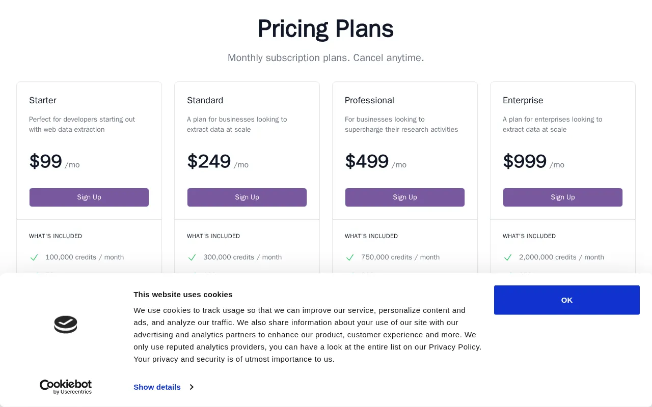 Unwrangle — pricing page