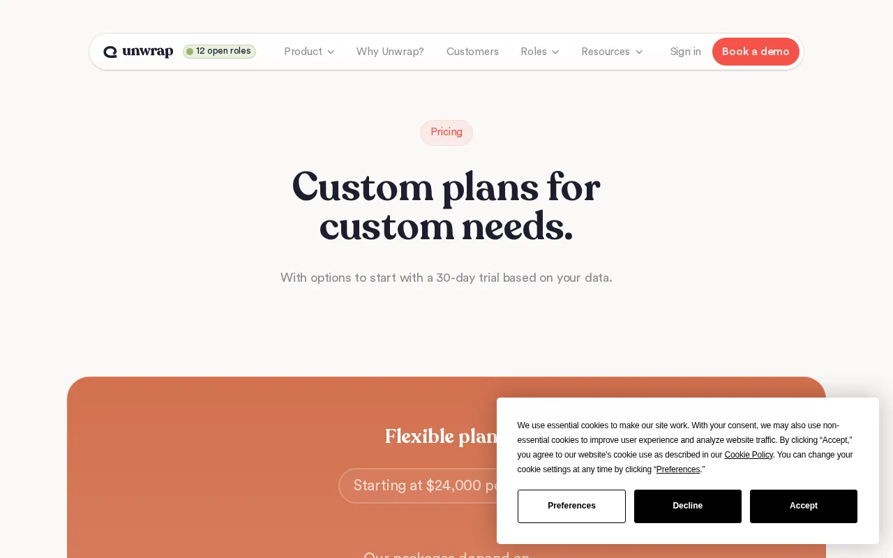 Unwrap — pricing page