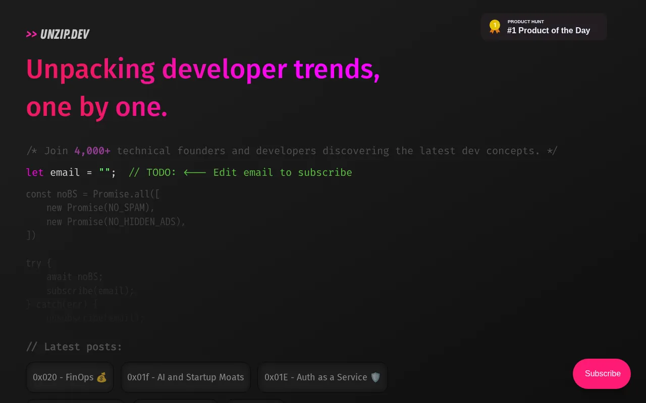 Unzip.dev — preview screenshot