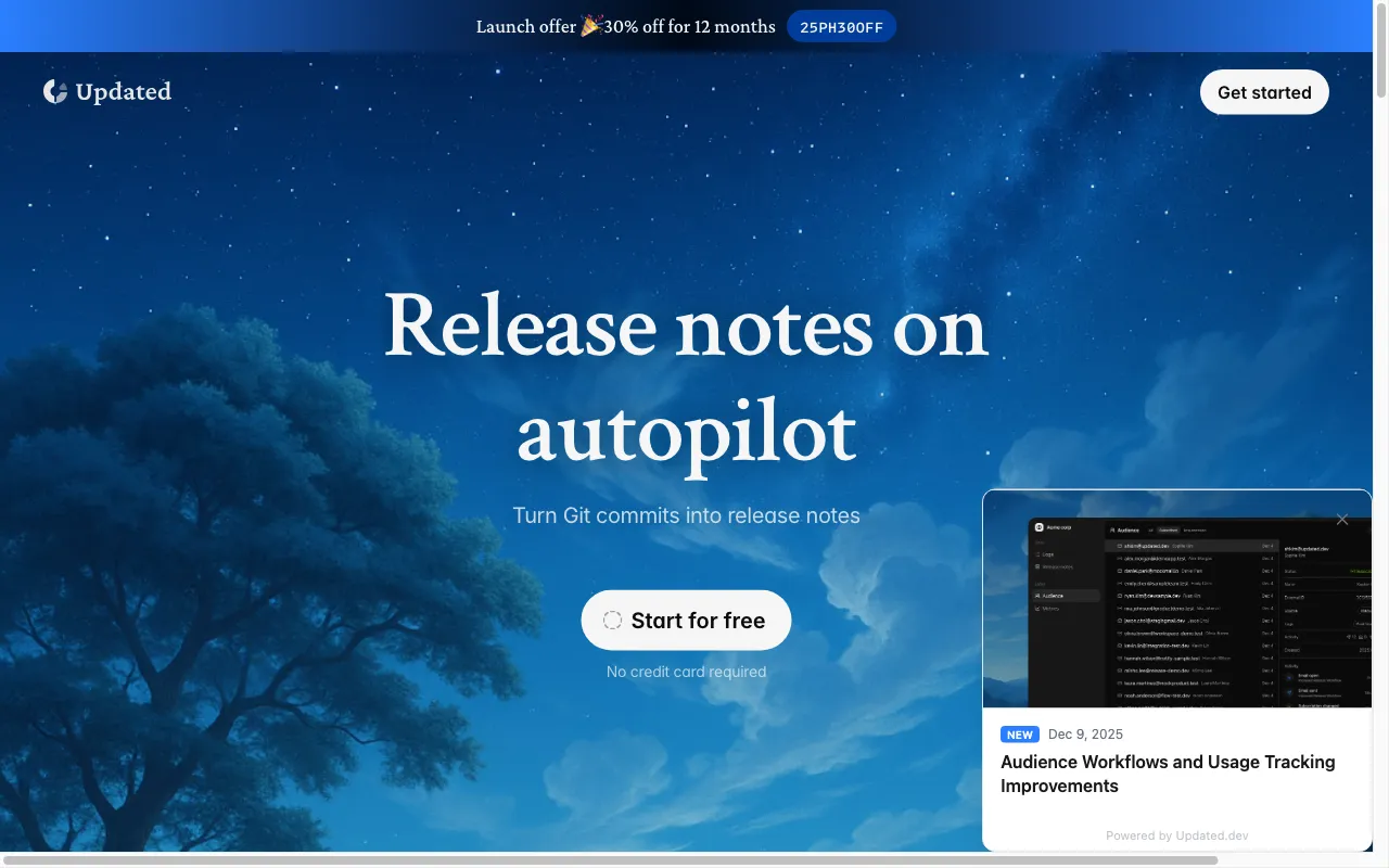 Updated.dev — preview screenshot