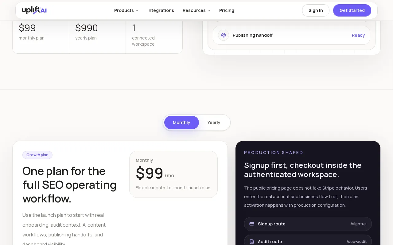 Uplift AI — pricing page