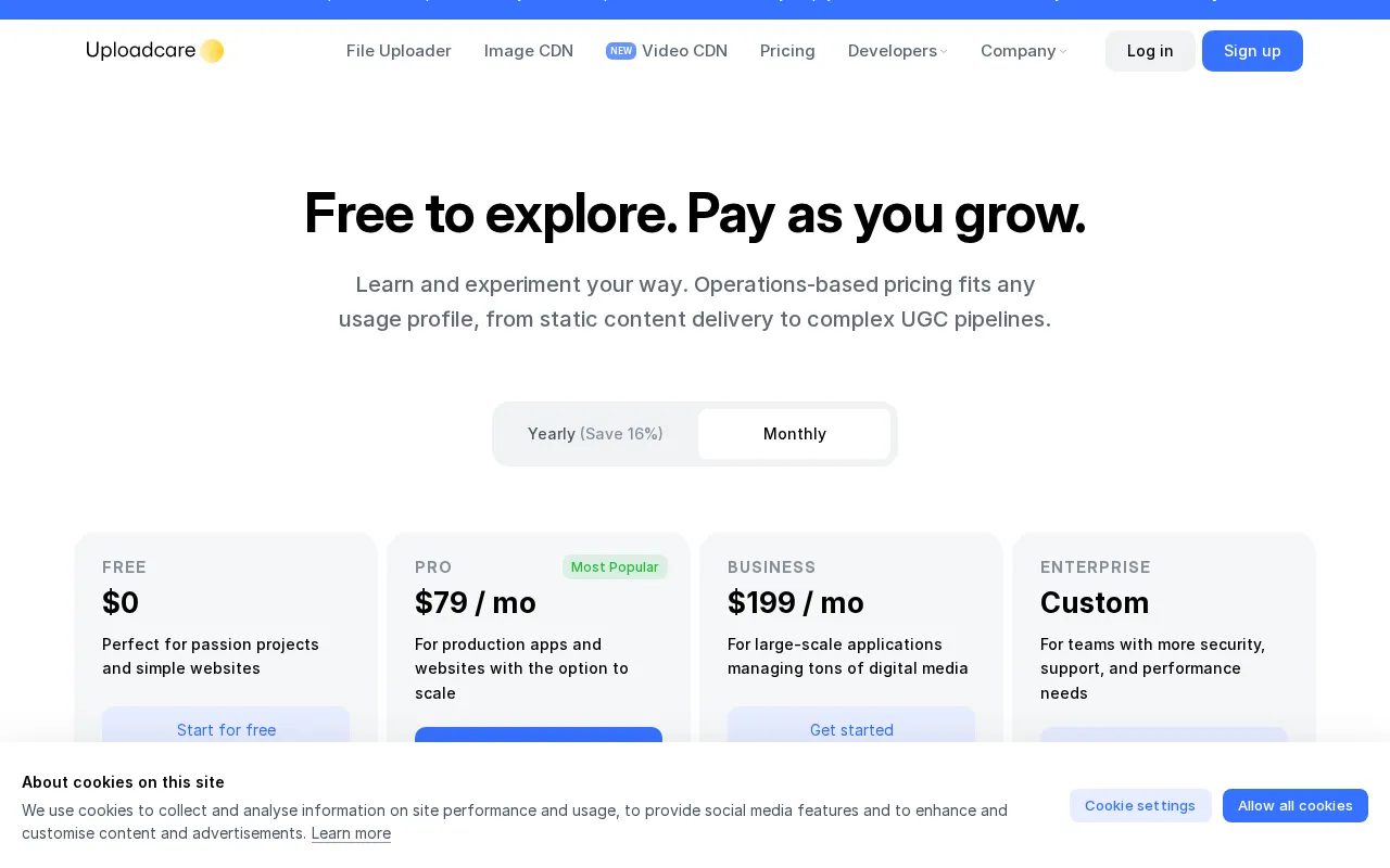 Uploadcare — pricing page