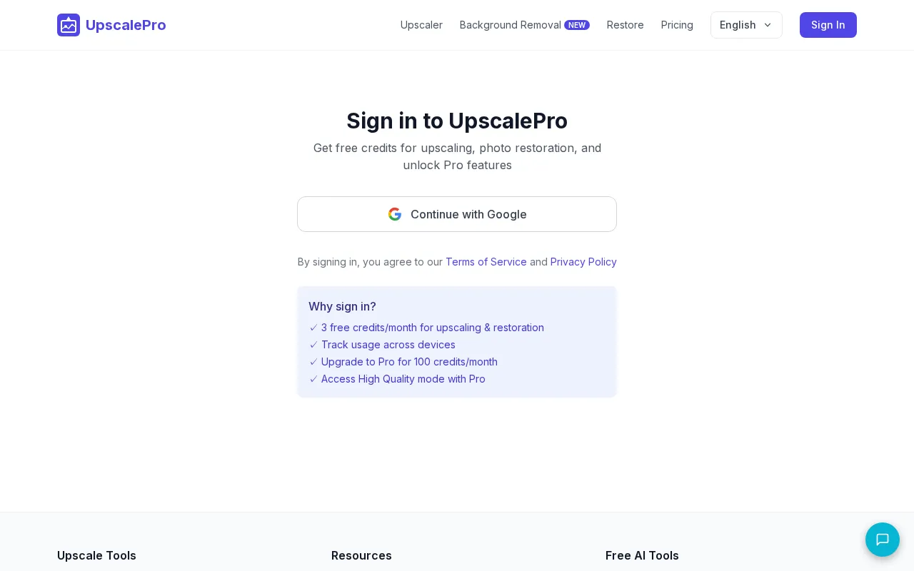 UpscalePro — pricing page
