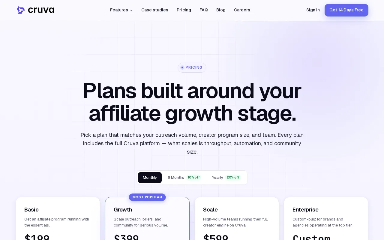 Cruva — pricing page