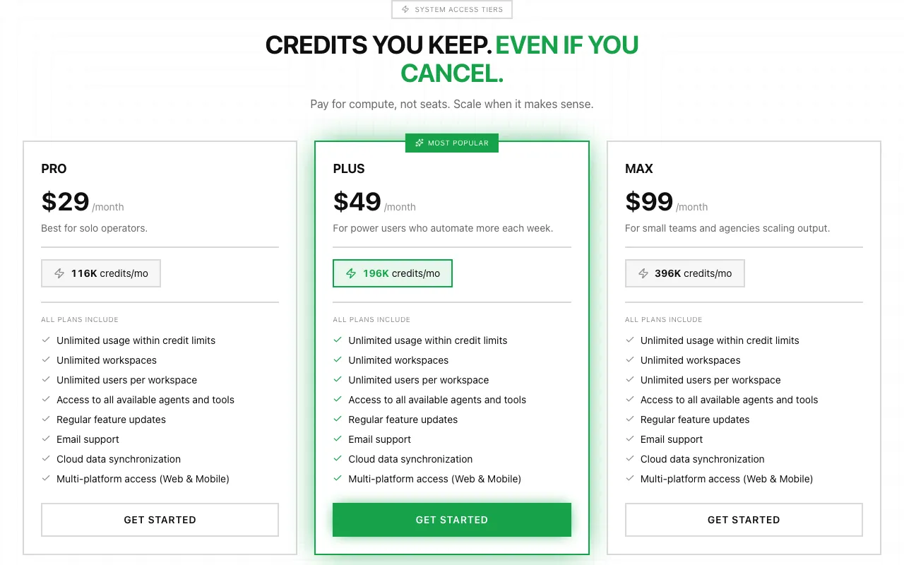 My Dev Agents — pricing page