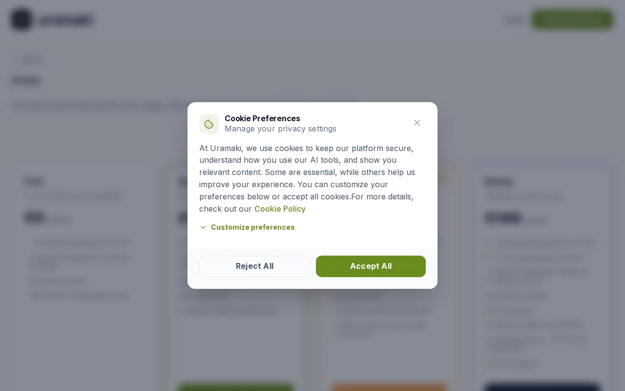 Uramaki — pricing page
