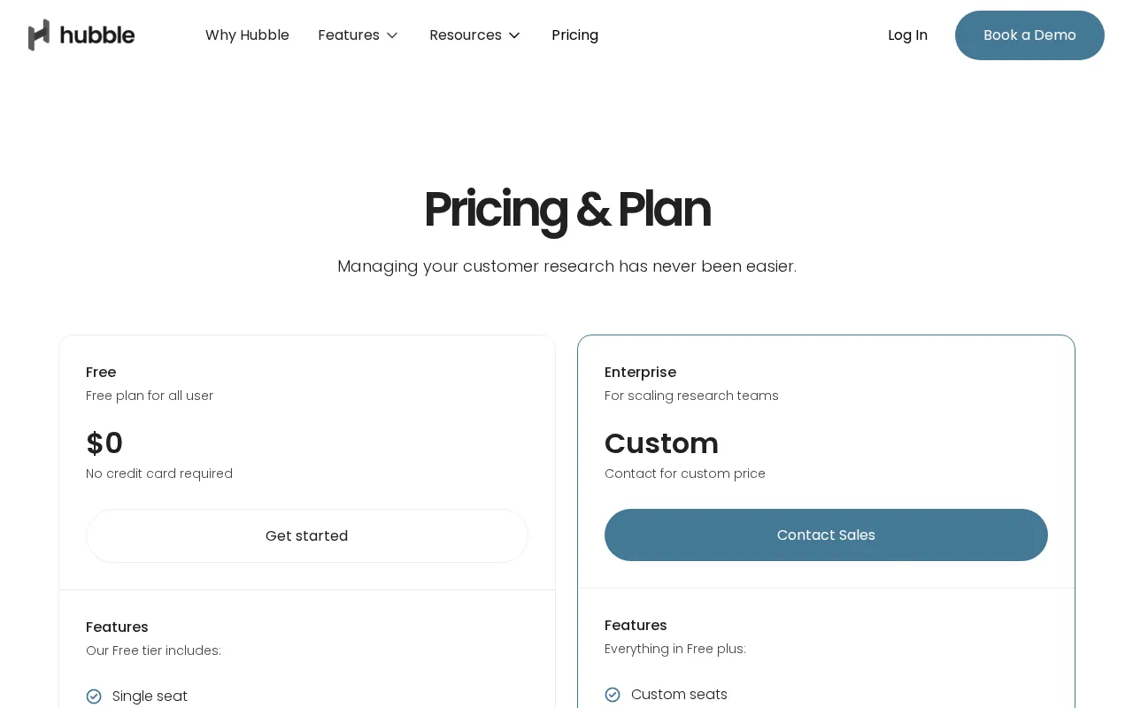 Hubble — pricing page