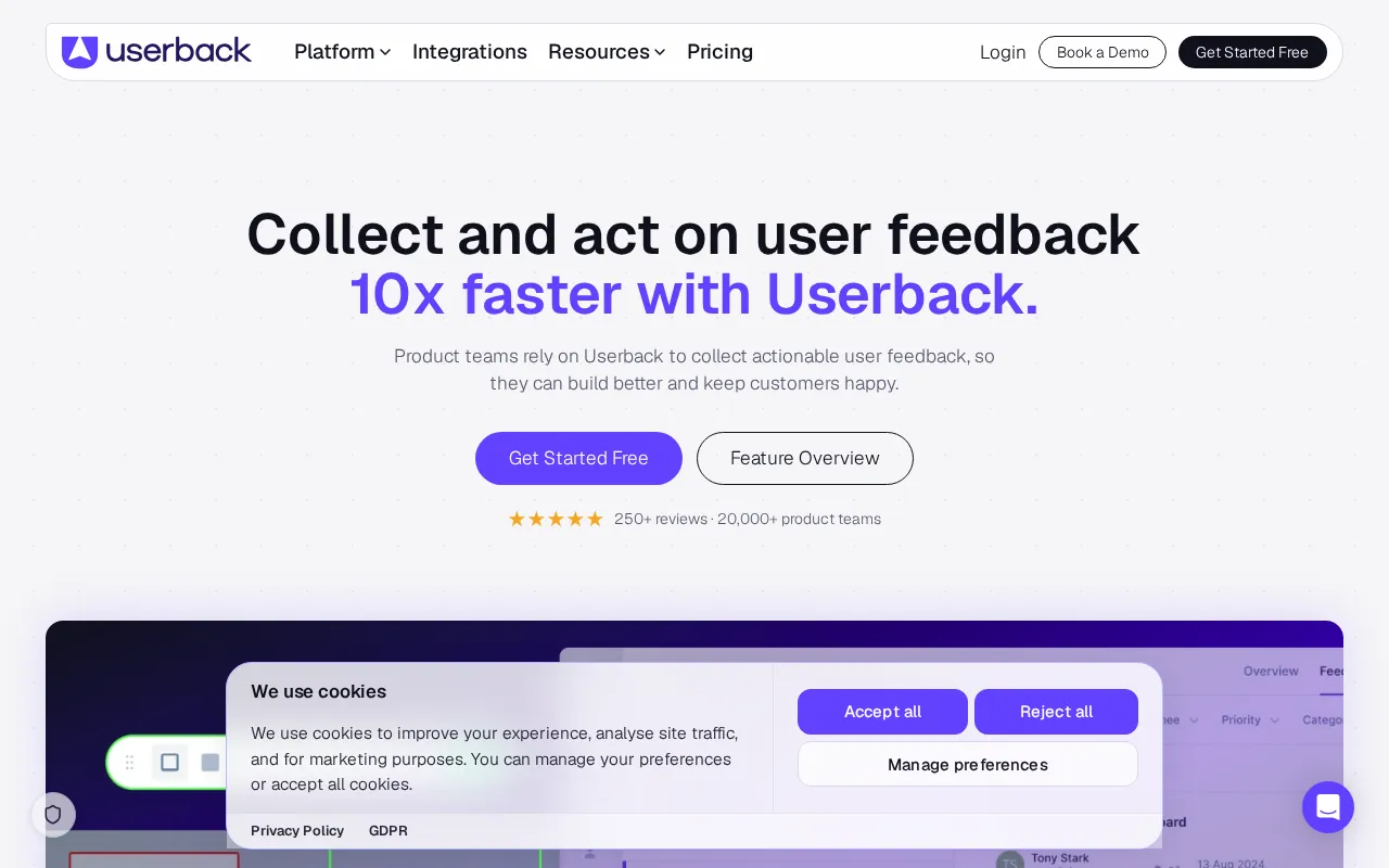Userback — preview screenshot