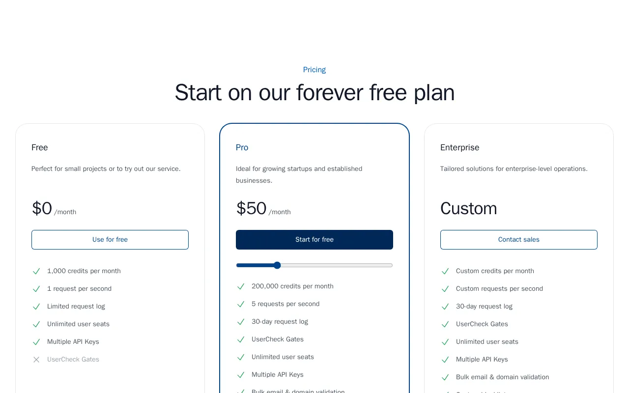 UserCheck — pricing page