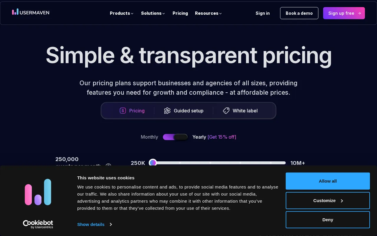 Usermaven — pricing page