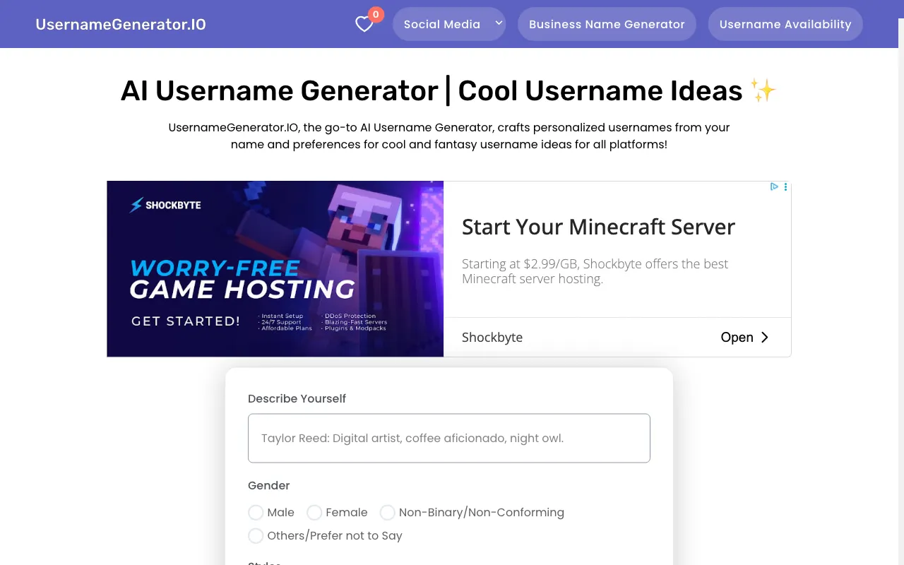 Username Generator — preview screenshot