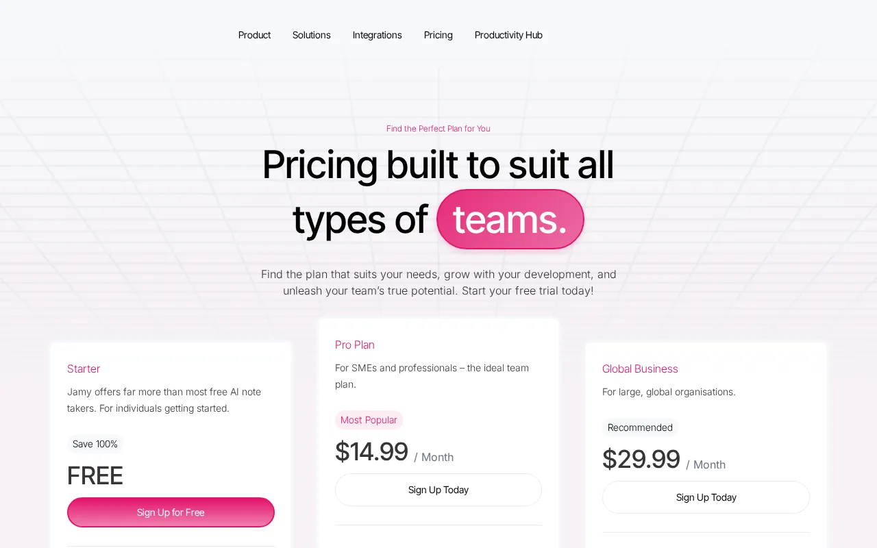 User's blog — pricing page