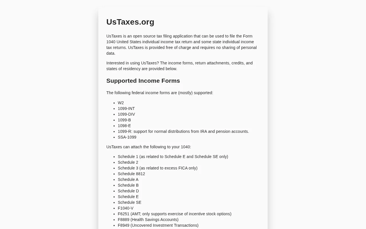 UsTaxes — preview screenshot