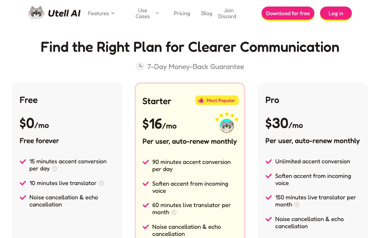 Utell AI — pricing page