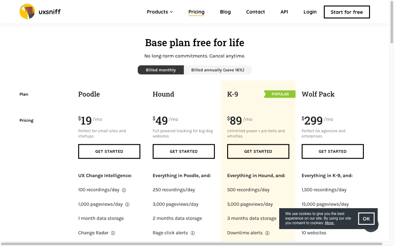 uxsniff.com — pricing page