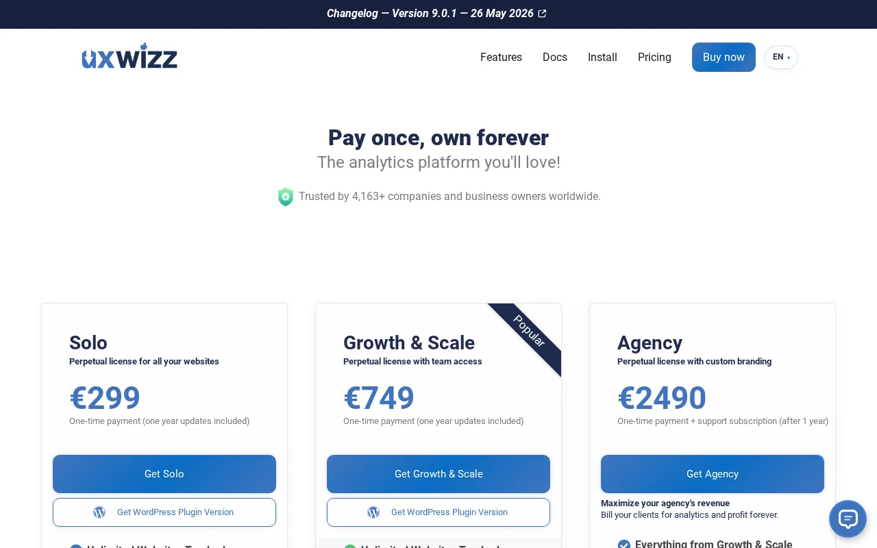 UXWizz — pricing page