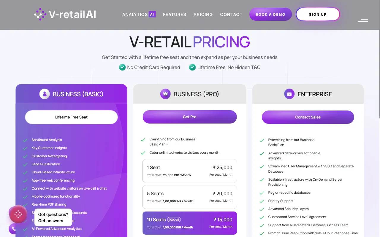 V-retail — pricing page