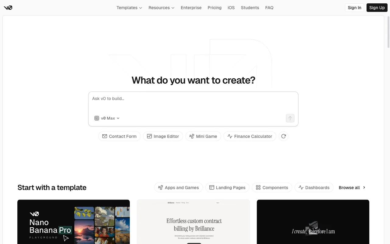 v0.dev by Vercel Labs — preview screenshot
